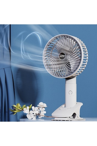 Cbtx Masaüstü Taşınabilir Usb Şarj Klipsli Fan Çok Fonksiyonlu Dönebilen El Fanı Gri