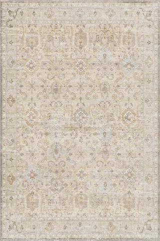 Latte Dizayn Ryella Vintage Desenli Şönil Pamuk Tabanlı Yıkanabilir Kaymaz Antibakteriyel Salon Halısı 80x200 Çok Renkli