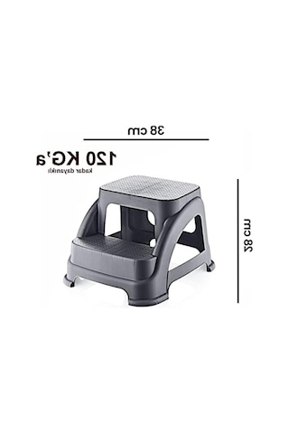 İki Basamaklı Kaymaz Tabure - 120 Kg Taşıma Kapasiteli