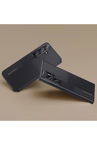 Galaxy S25 Kılıf M-safe Şarj Uyumlu Karbon Fiber Benks Montage Hybrid Armorpro Kevlar Kapak Siyah