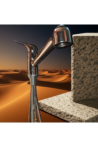 Demirdöküm Spiralli Eviye Lavabo Bataryası Metalik Gri