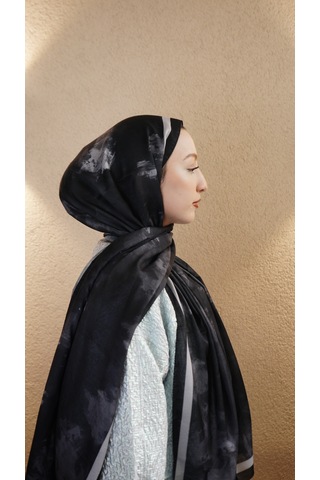 Mirsoy Scarf Safir Etnik Desen Şal Siyah