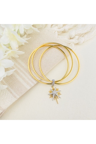 Çelik Ajda Bilezik Charmlı Ajda Bilezik Zirkon Taşlı Kutup Yıldızı Gold Gümüş Gold