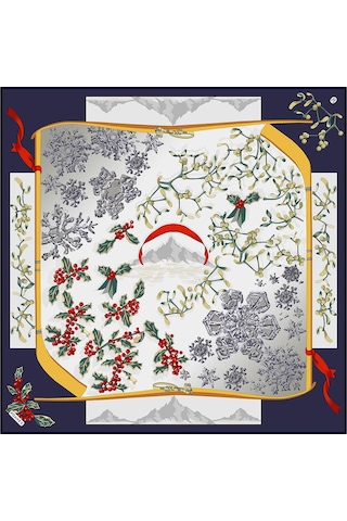 Poanes Kar Tanesi Desenli Twill İpek Eşarp Açık Pembe - Pembe