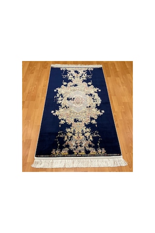 Klasik İran Tarzı 120 X 180 Cm İpek Halı Mavi