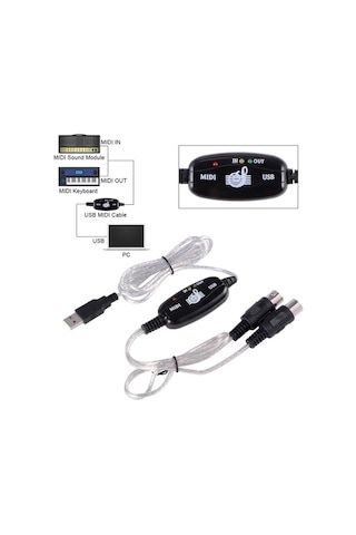 Usb Midi Kablo Org Adaptör Keyboard Adapter Piyano - 2 Metre