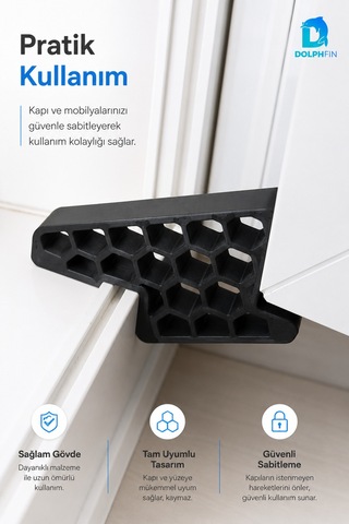 Pencere Kapı Sabitleyici Stoper Siyah Pvc Doğrama Rüzgâr Önleyici Takoz