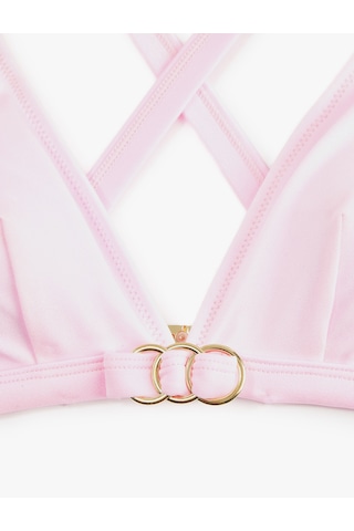 Koton Metal Aksesuarlı V Yaka Çapraz Askılı Bralet Bikini Üstü Pembe 6sak10146mm Gül