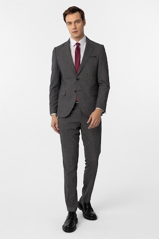 Süvari Siyah Slim Fit Desenli Mono Yaka 6 Drop Klasik Takım Elbise Siyah