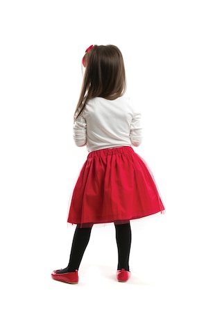 Denokids İncili Kız Çocuk Body Tüllü Kırmızı Etek Takım Renkli Çok Renkli