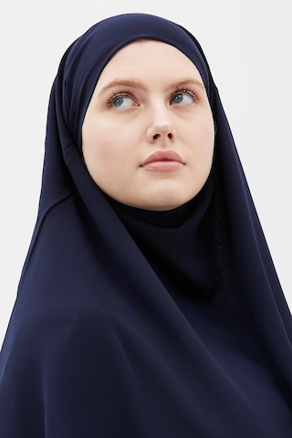 Altobeh Hazır Pratik Şifon Üç Katlı Peçeli Üçgen Hac Umre Şalı Sufle Hijab Nikap Lacivert