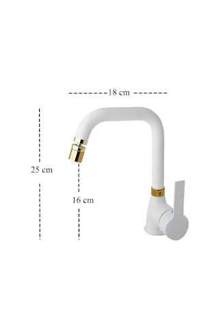 İnventa Mat Beyaz Gold Mutfak ve Lavabo Batarya Set Beyaz
