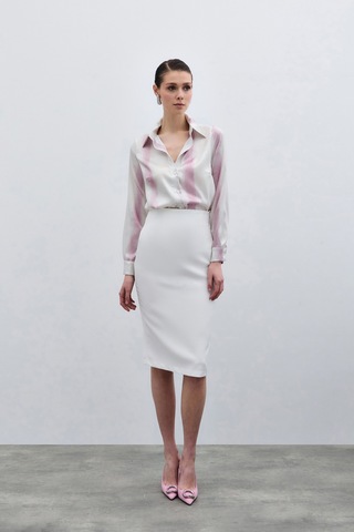 Sateen Desenli Klasik Gömlek - Pembe-136006 Pembe