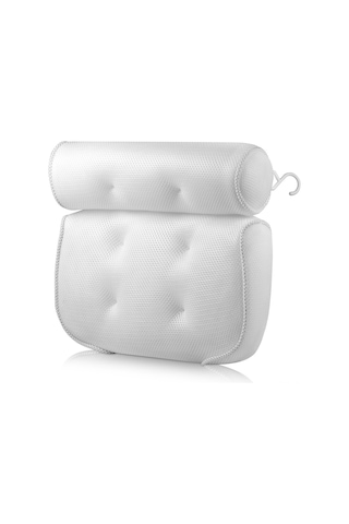 Yaozixa Banyo Yastığı - 3d Kumaş, Emici Ve Rahat Küvet Baş Destek Yastığı Beyaz