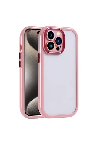 Mobilteam İphone Uyumlu 15 Pro Max Kılıf Kamera Korumalı Renkli Kenar Ve Çerçeve Tasarımlı Vi Mürdüm