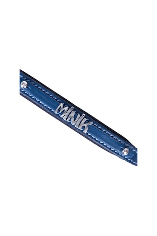 Doggie İsimlikli Deri Boyun Tasması M 2x35-40CM Royal Mavi