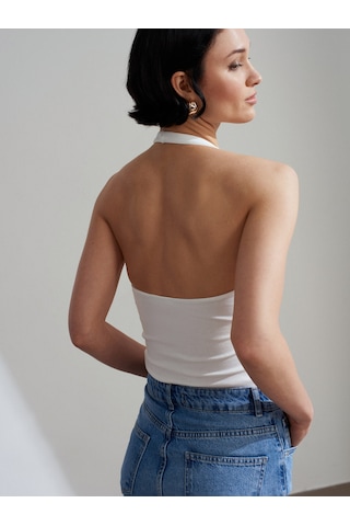 Dilvin 21052 Halter Yaka Top-ekru Ekru