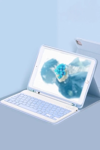 Apple iPad Uyumlu Pro 11 2022 Kılıf Kc01 Smart Klavyeli Tablet Kılıfı - Mavi Standart