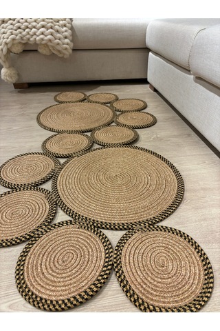 Mavaux Siyah Snake Hasır Jüt Bej Yolluk Halı Kilim Siyah - Hasır