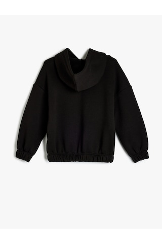 Koton Baskı Detaylı Uzun Kollu Kapşonlu Sweatshirt Siyah 5wkg10661ak Siyah