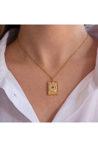 Çelik Kolye, Altın Kaplama Tarot Kadın Kolye K-118 Altın