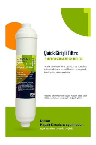 Musluk li 5 Aşamalı Su Arıtma Cihazı Filtre Seti Inline Filtre+ Ro Membran + Post Karbon Kapalı Kasa Uyumlu Tam Set Filtre Seçeneği - 5 Li Filtre Seti