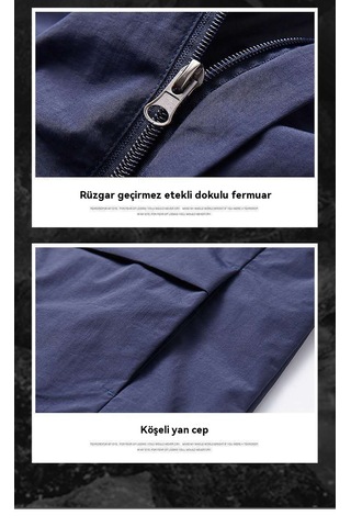 İlkbahar Ve Sonbahar Erkek Ceketleri, Erkek Düz Renk Dış Mekan Kapüşonlu Ceketler Beyaz