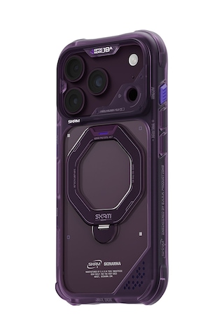 Apple iPhone 18 Pro Max Uyumlu Kılıf M-safe Şarj Özellikli Standlı Skinarma Saturn Kapak Bordo