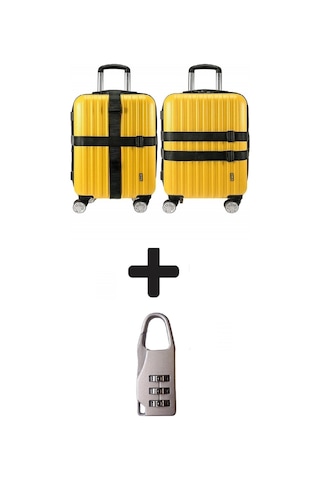 Sdtn 2 Adet Valiz Emniyet Kemeri + 1 Adet Valiz Kilidi Siyah