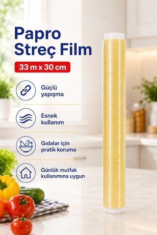 Streç Film 33 Metre X 30 Cm Gıda Ve Mutfak Kullanımına Uygun