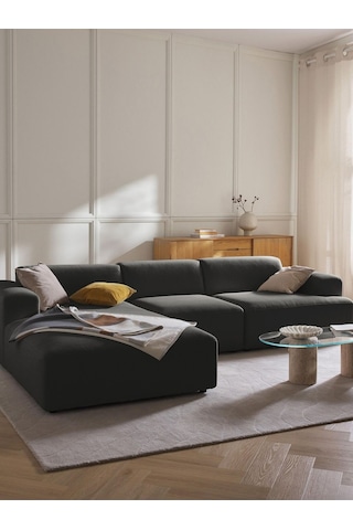Massimo 3 Modül Sol Köşe Koltuk Takımı Koyu Antrasit Keten Kumaş Sol Koyu Antrasit