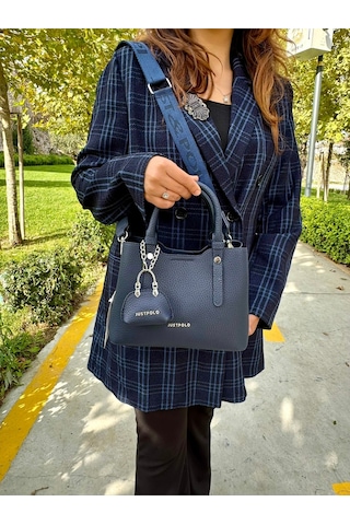Just Polo Kadın Orijinal Just Polo Yeni Sezon 3 Bölmeli Yumuşak Deri Şık El Ve Omuz Çantası Shopper 22 X 18 Cm Lacivert