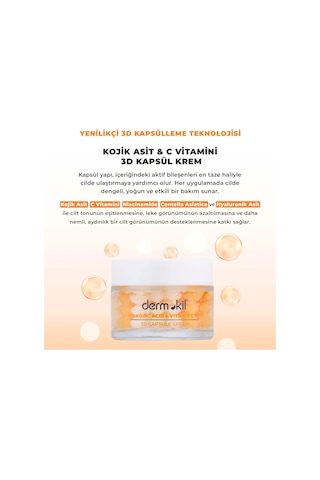 Dermokil Kojik Asit C Vitamini Leke Karşıtı Canlandırıcı 3d Kapsül Krem 50 Ml
