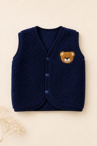 Beniizle Ayıcık Nakışlı Çıtçıtlı Welsoft Unisex 2'li Bebek Yelek Yeşil