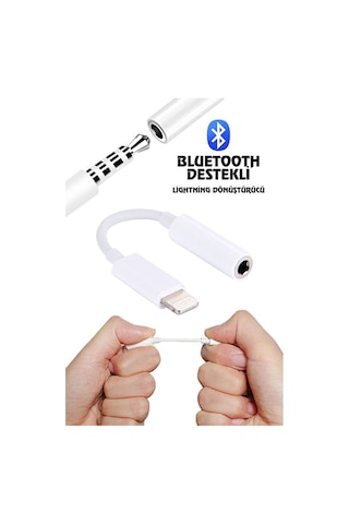 Iphone Ipad Ios Lightning Tak Çalıştır Kulaklık Araç Aux Çevirici Dönüştürücü 3.5mm Uyumlu Kl0263, One Si Beyaz