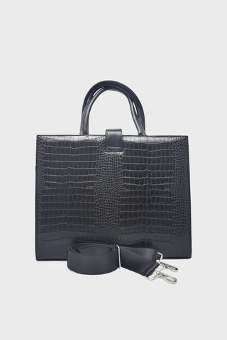 Kanuga Ysmn0831 Siyah Kroko Unisex Evrak Çantası Siyah Kroko Siyah