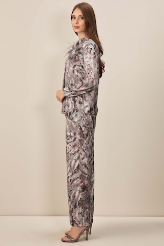 Gömlek Yaka Gri Desenli Gömlek Gri