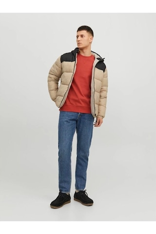 Jack & Jones Jack&jones Toby Puffer Hood Sn Erkek Bej Kapüşonlu Mont - 12235859 Bej