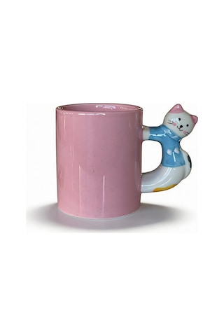 3d Pembe Kupa Kedi Kulplu 410 Ml Pembe