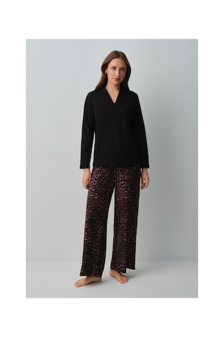 Suwen Meloni Leopar Pijama Takımı Wsh10510149911 Siyah