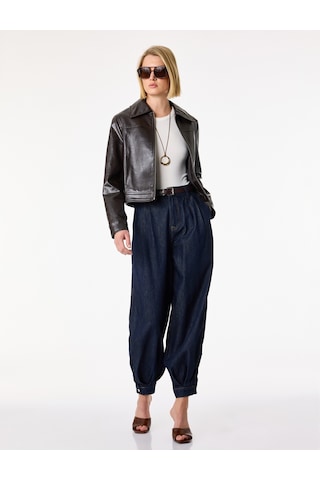 Koton Pamuklu Rahat Kalıp Stoperli Paça Düğmeli Cepli Denim Pantolon Koyu İndigo 7wal40131md Indigo