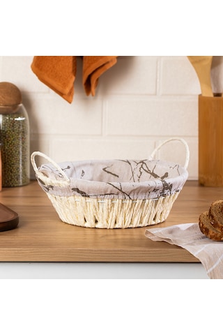 Porsima Mio-020 2li Hasır Görünümlü Yuvarlak Ekmek Sepeti Beyaz