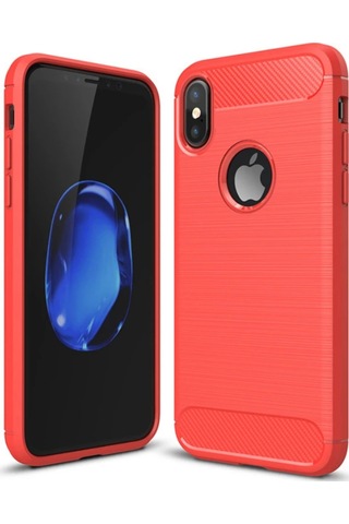 iPhone Uyumlu Xxs Dark Ultra Koruma Karbon Fiber Silikon Kılıf- 5775 Kırmızı