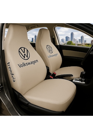 Volkswagen Uyumlu Ön Arka Koltuk Kılıfı Penye Servis Tipi Oto Koltuk Koruma Seti Bej