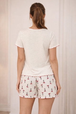 Kadın 01592 Kaşkorse Şortlu Pijama Takımı Beyaz