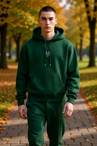 Benerly Erkek Kapüşonlu Standart Kol Kanguru Cep Sweatshirt Fonksiyonel D Haki
