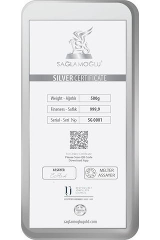 Sanal Kuyumculuk 500 Gram Külçe Gümüş