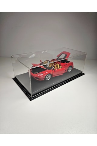 1:18 Model Araçlar İçin Siyah Deri Tabanlı Pleksi Case