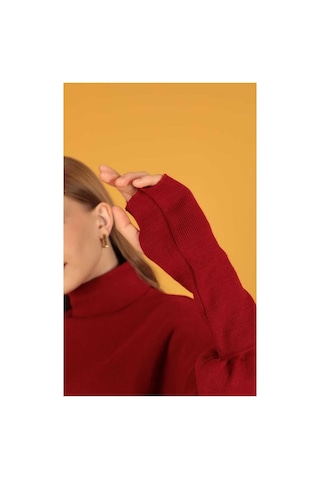 Ihlamurlar Tekstil Parmak Geçirmeli Yüksek Bel Triko Takım Bordo Bordo
