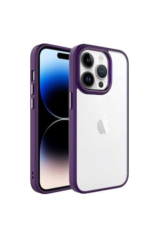 Apple Uyumlu iPhone 14 Pro Max Kılıf Zore Krom Kapak Derin Mor